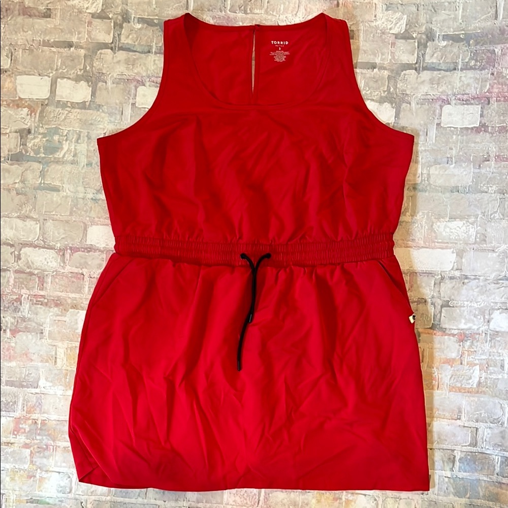 Torrid Stretch Woven Mini 2-fer Red Active Mini Dress with Built in Shorts
